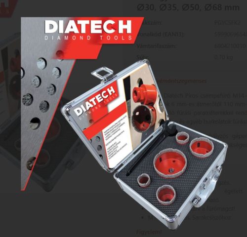DIATECH GYÉMÁNTFÚRÓ KÉSZLET-2 M14 SAROKCSISZOLÓHOZ (25-30-35-50-68 mm)