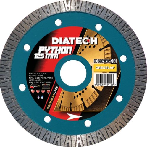 DIATECH PYTHON 125x22,2x10 mm KORONG TURBÓ GRES/GRÁNIT/KERÁMIA